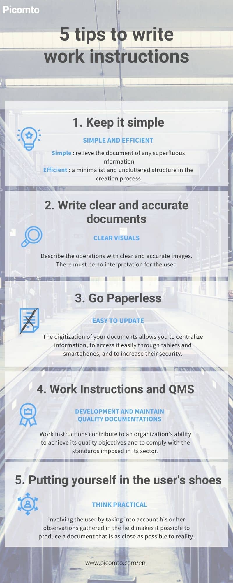 Infography : 5 tips to write work instructions