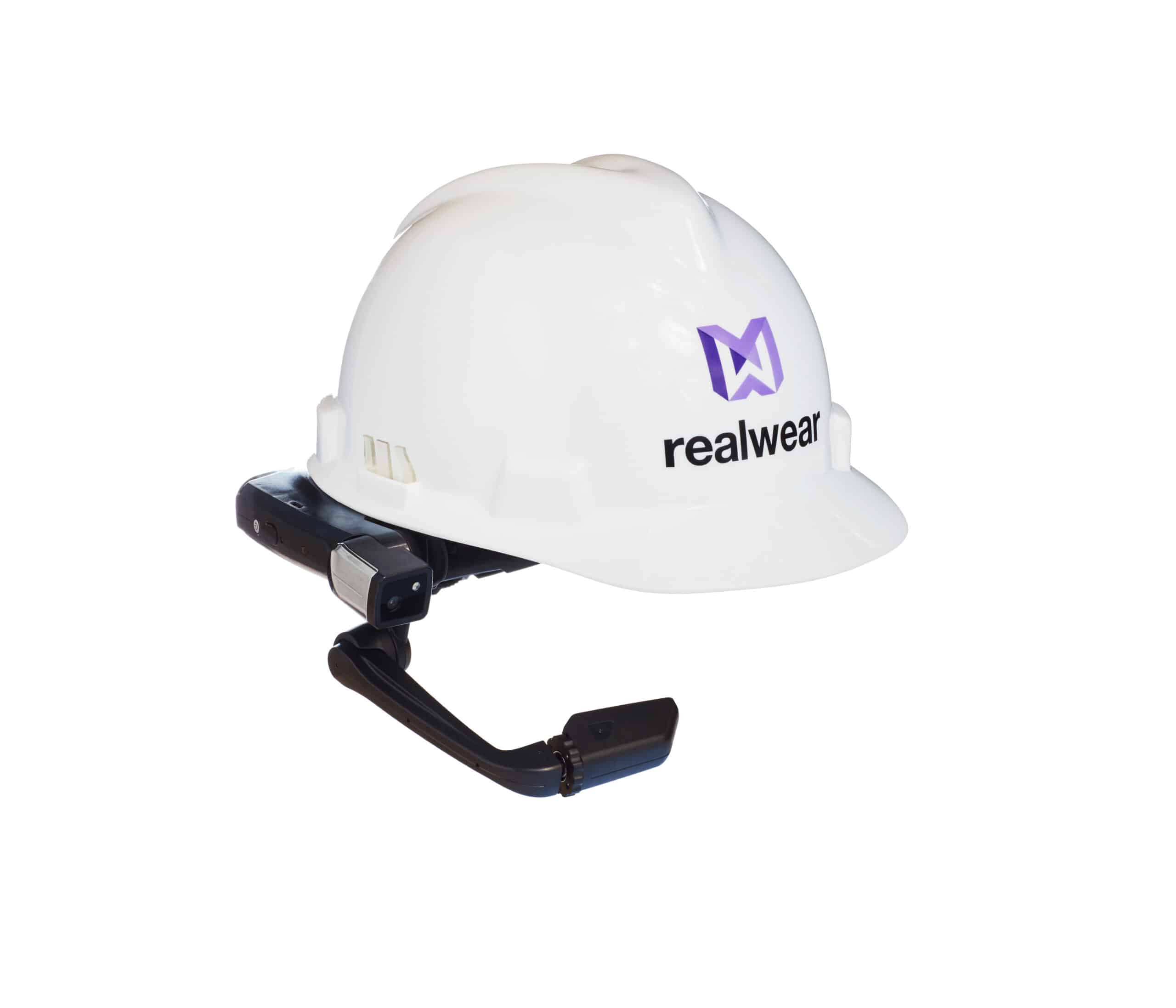 RealWear HMT-1 with helmet clipped photo RealWear HMT-1 with helmet clipped photo